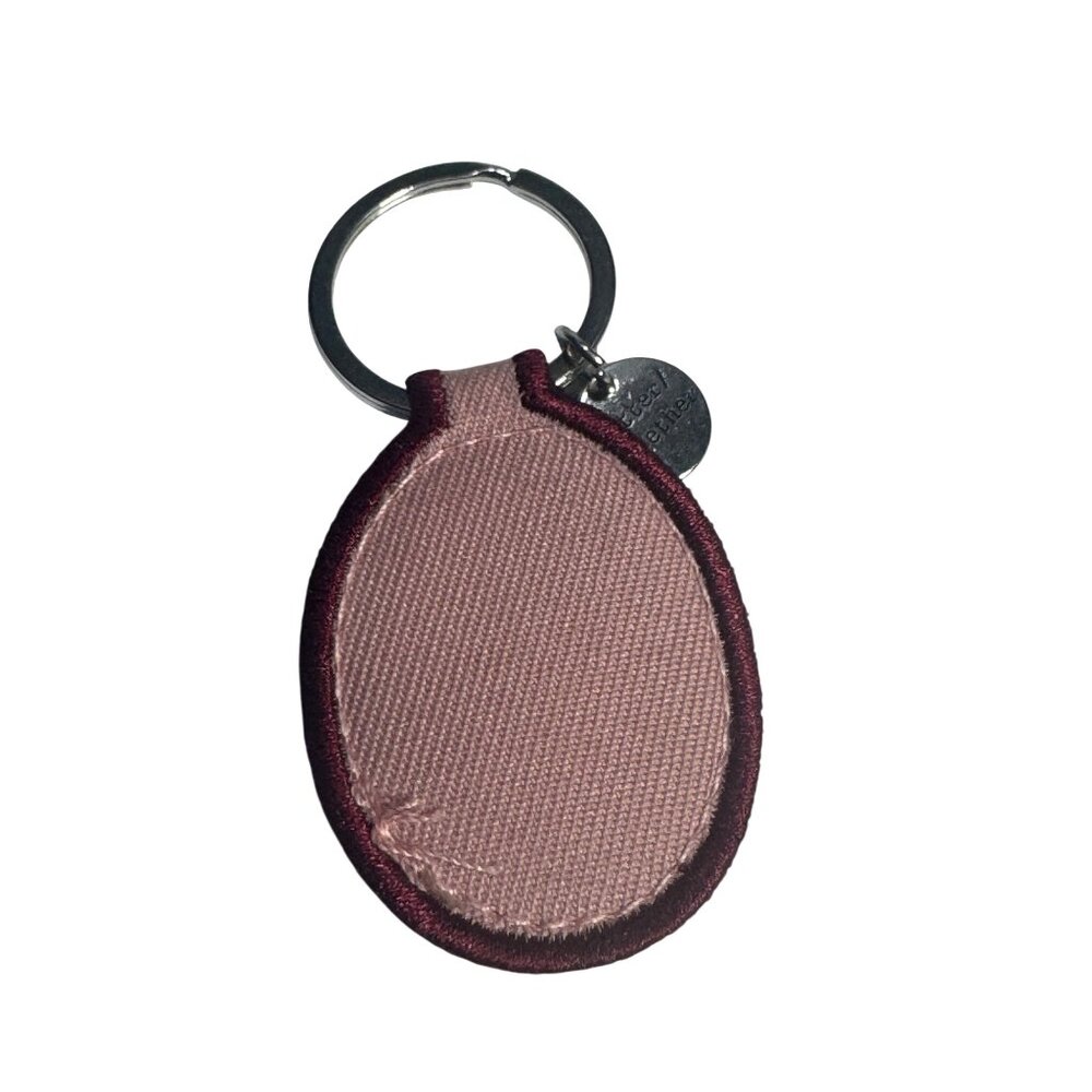 Embroidered Heart Keychain Better Together Charm Canvas Burgundy Pink New - Picture 2 of 3